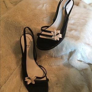 Black Leather Summer Heels